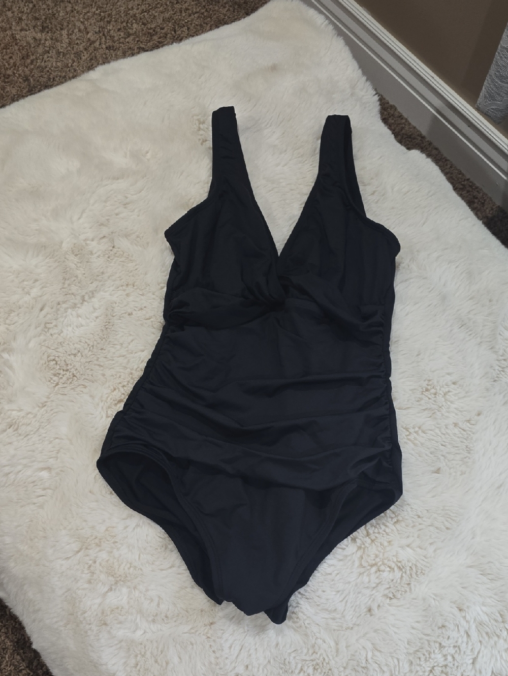 Lauren Ralph Lauren Black V-Neck One-Piece Swimsuit
